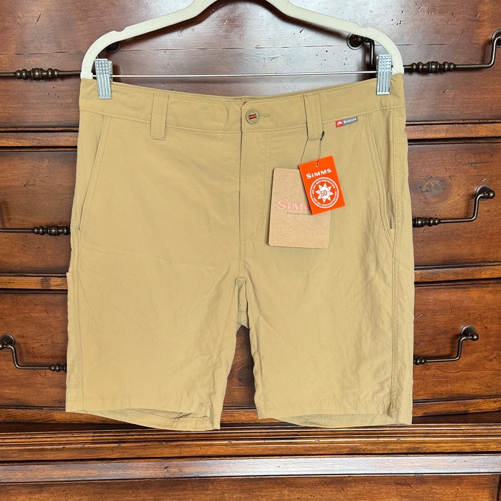Simms Men's Khaki Flat Front Shorts